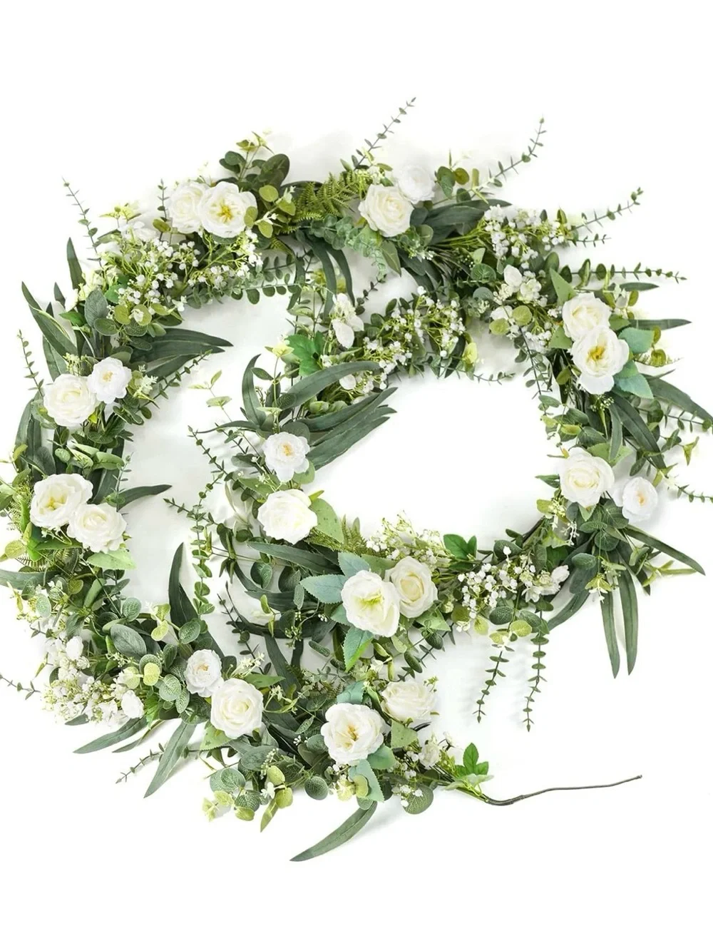 NIB Anna's Whimsy 8.9 FT Flower Garland, Eucalyptus Garland with Flowers